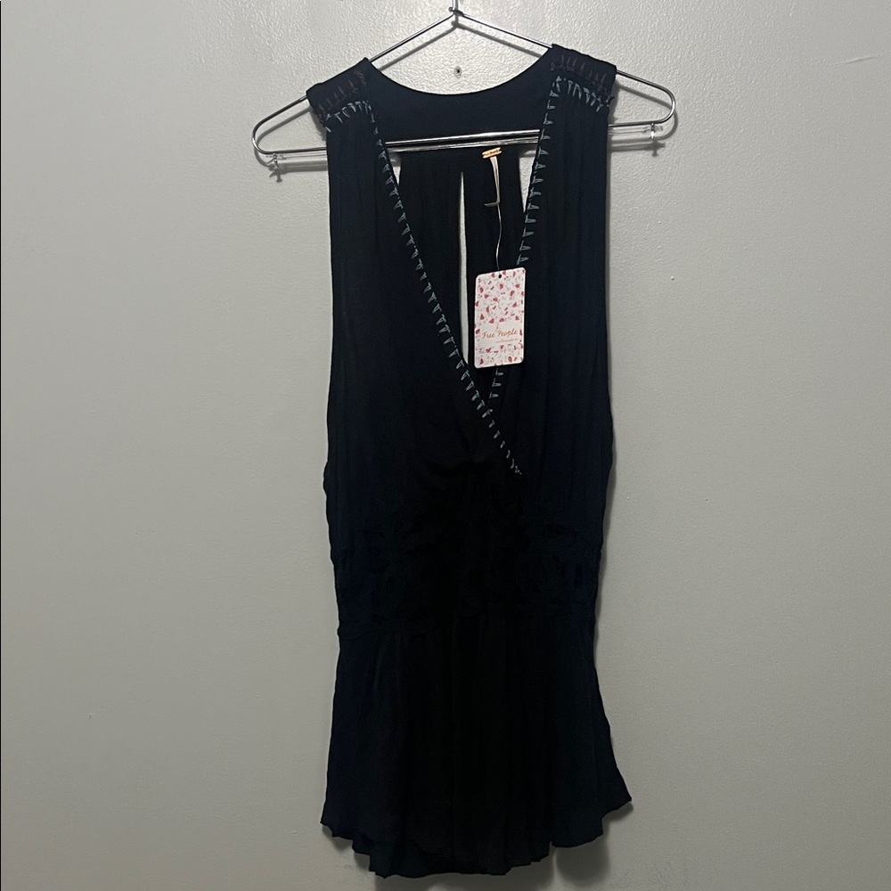 Free People embroidered detail top
